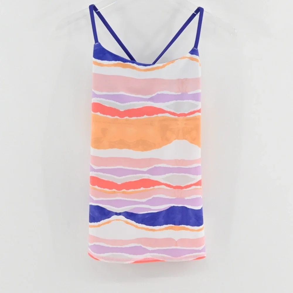 Lululemon Dancing Warrior Strappy Tank Top Womens‎ Size 6 Striped Yoga Athletic